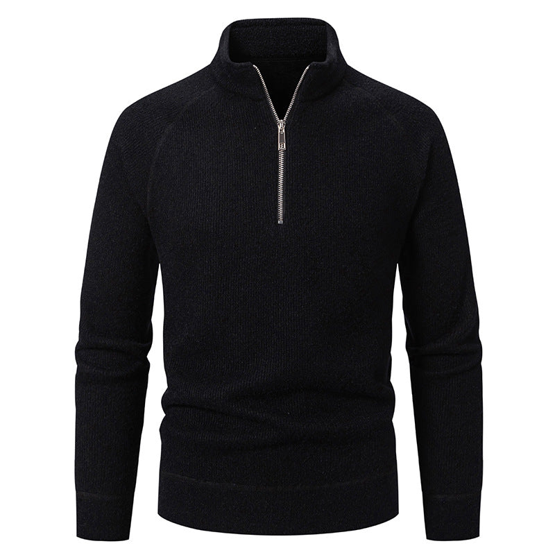 Herren Pullover Hochkragen Reißverschluss Struktur Optik Modern