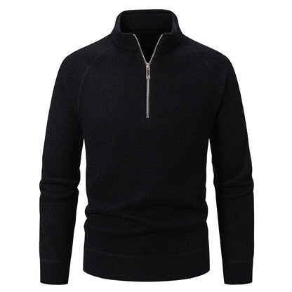 Herren Pullover Hochkragen Reißverschluss Struktur Optik Modern