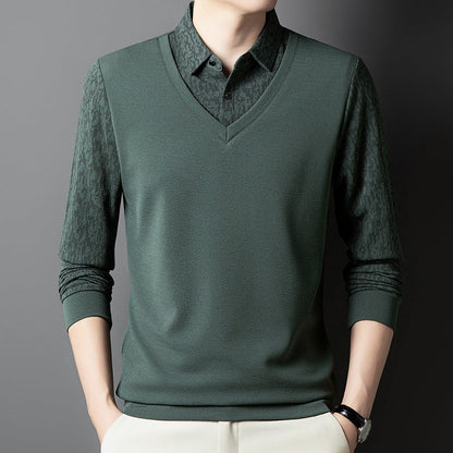 Herren Pullover V-Ausschnitt Strukturiert Eleganter Style