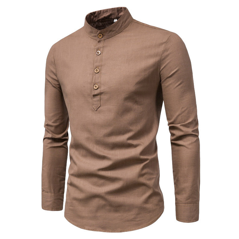 Herren Langarmhemd Stehkragen Elegantes Business Hemd Modern