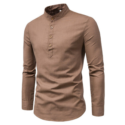 Herren Langarmhemd Stehkragen Elegantes Business Hemd Modern