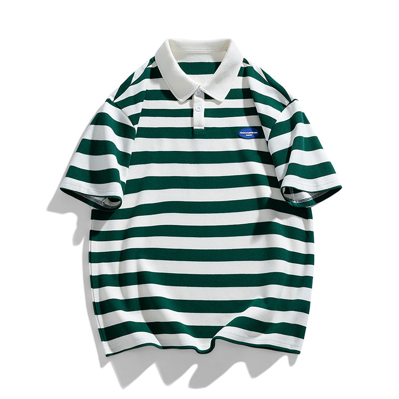 Herren Poloshirt Breitgestreift Hochwertig Baumwolle