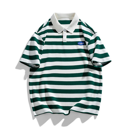 Herren Poloshirt Breitgestreift Hochwertig Baumwolle