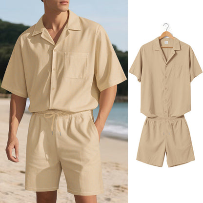 Herren Sommer Set Kurzarmhemd Shorts Modern Komfortabel