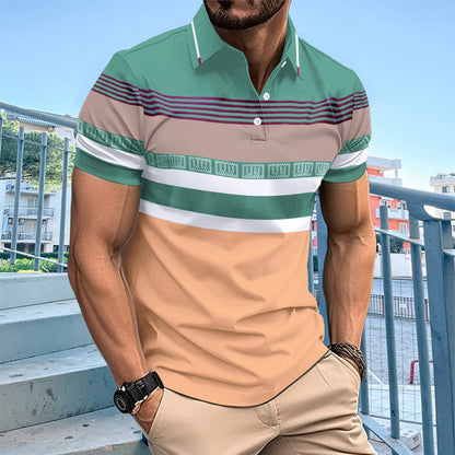 Herren Poloshirt Streifenmuster Modern Sportlich
