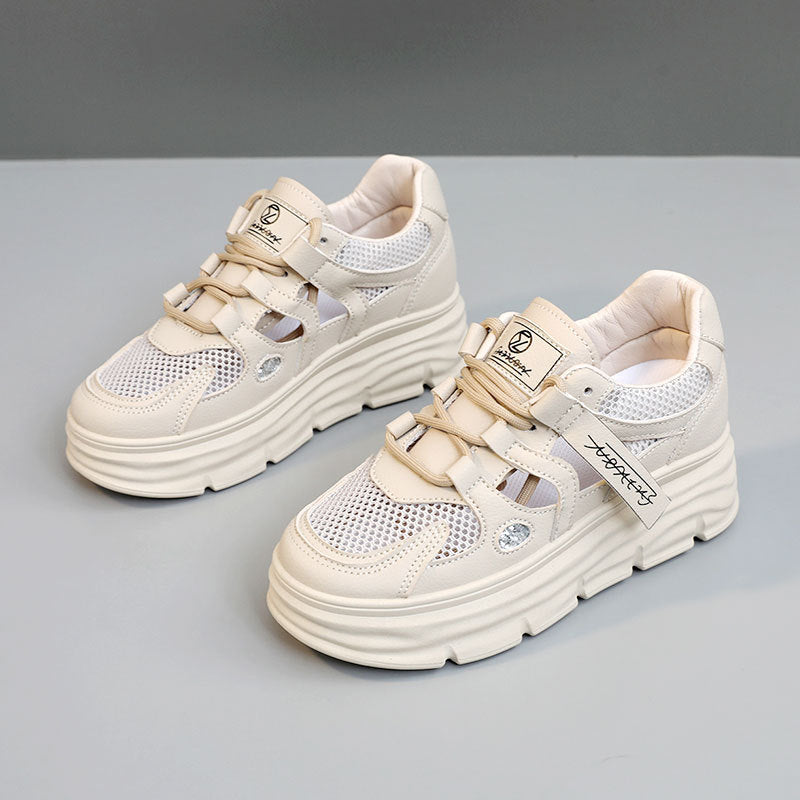 Damen Plateau Sneaker Sportlich Hoch mit Klettverschluss