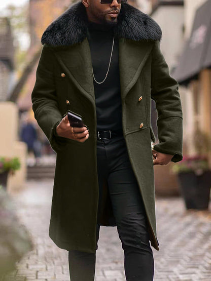 Herren Langmantel Mit Teddykragen Elegante Oberbekleidung