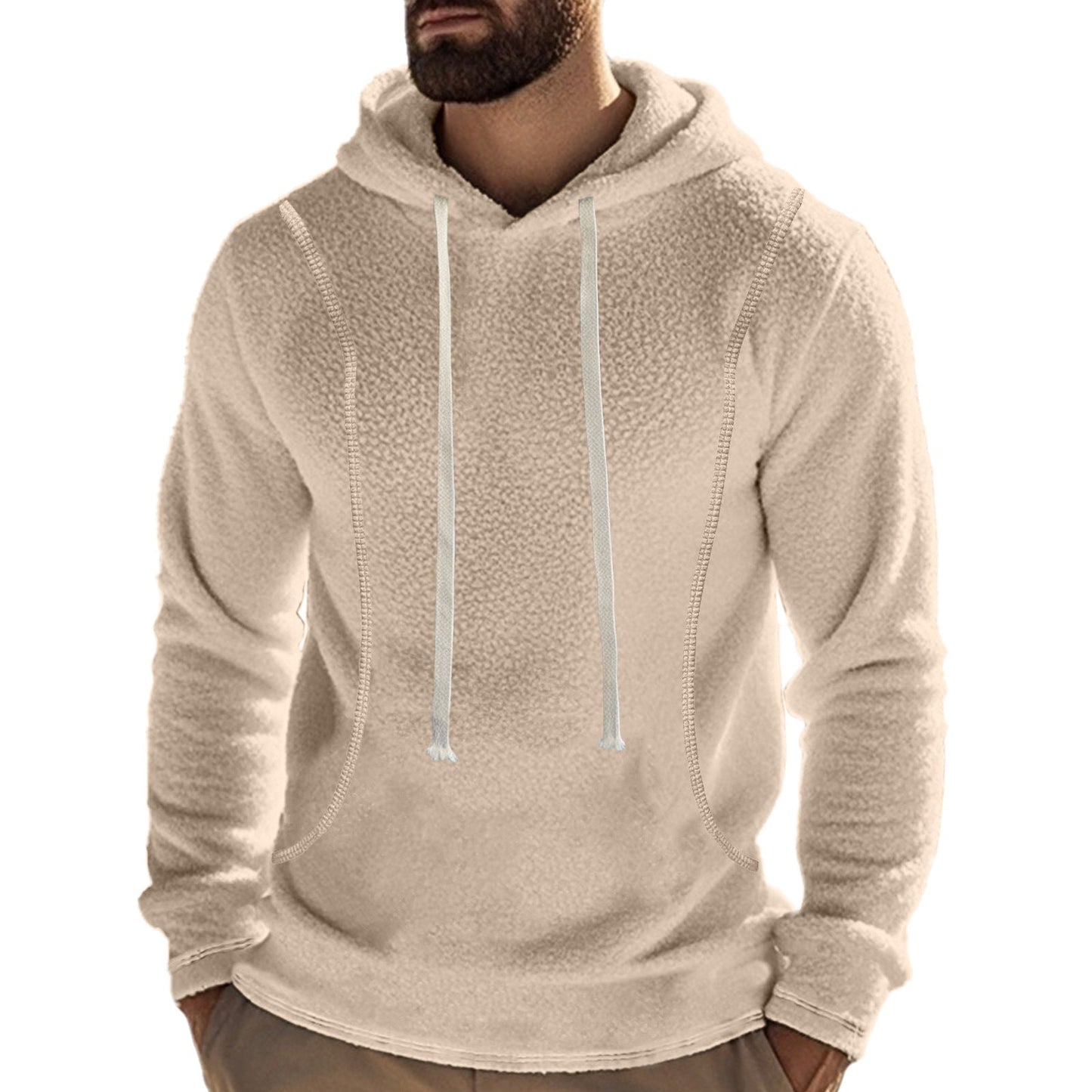 Herren Fleece-Hoodie Weich mit Schneeschutz und Kontraststreifen - BerlinGlamour