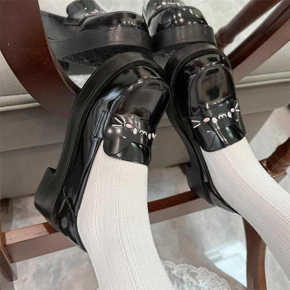 Damen Mokassins Katzenmotiv Rutschfest Schuhe Frauen