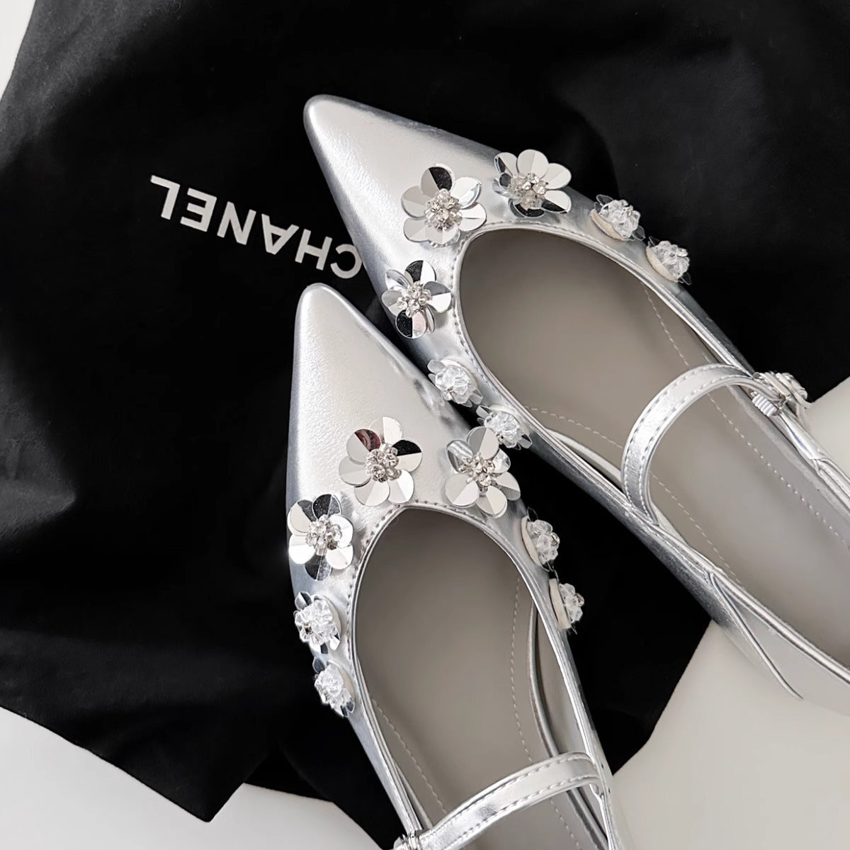 Damen Schuhe Elegant Spitze Floral mit Glitzer