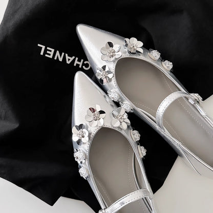 Damen Schuhe Elegant Spitze Floral mit Glitzer