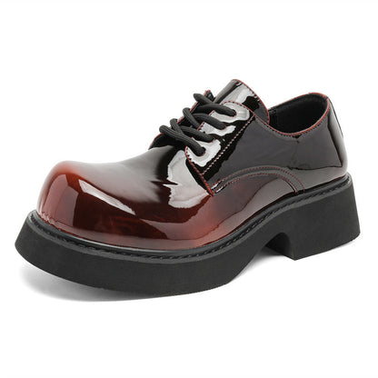 Damen Schnürschuhe Hochglänzend Dicke Sohle Modisch