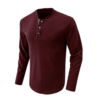 Herren Langarm-Shirt Modern mit Knopfleiste und Struktur Optik
