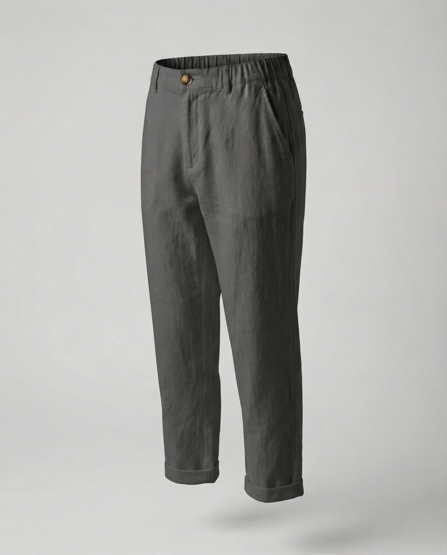 Damen Chinohose Bequem Umschlag Saum Slim Fit