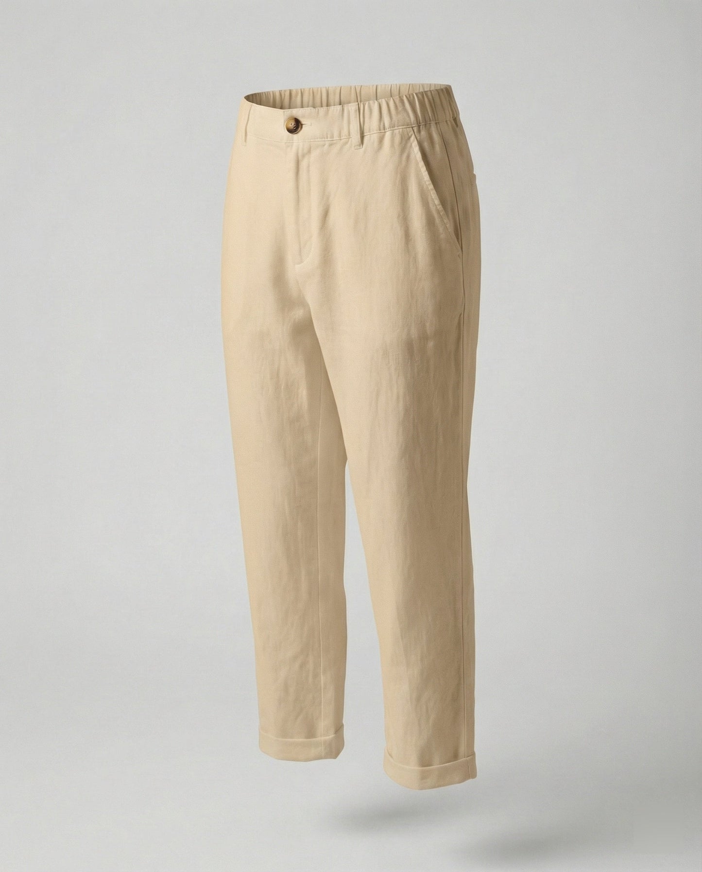 Damen Chinohose Bequem Umschlag Saum Slim Fit