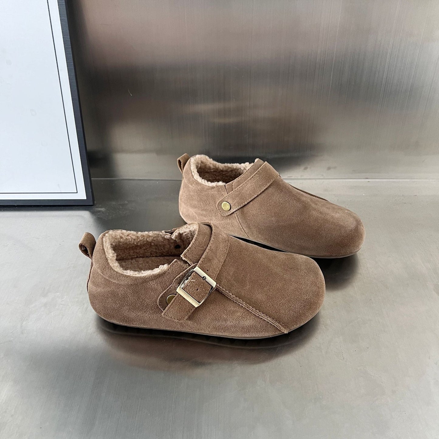 Damen Hausschuhe Wildleder Bequem Warm