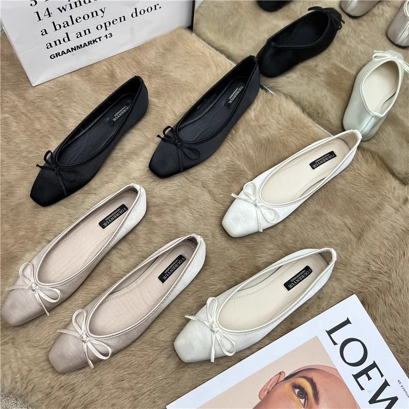 Damen Ballerinas Elegant Schleife Flach - BerlinGlamour
