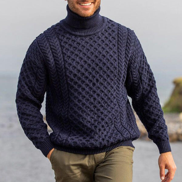 Herren Pullover Strick mit Kragen und Muster Modern - BerlinGlamour