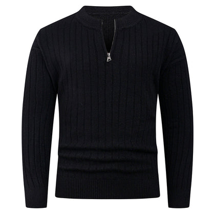 Herren Pullover Strick Modern mit Hochkragen und Reißverschluss