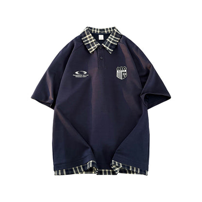 Herren Polohemd Modern Karierter Kragen Sportlich