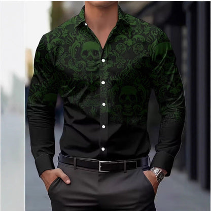 Herren Hemd mit Totenkopf Design Schwarz Cool - BerlinGlamour