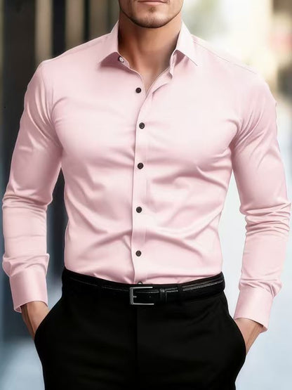 Herren Slim Fit Langarmhemd Elegant Modern
