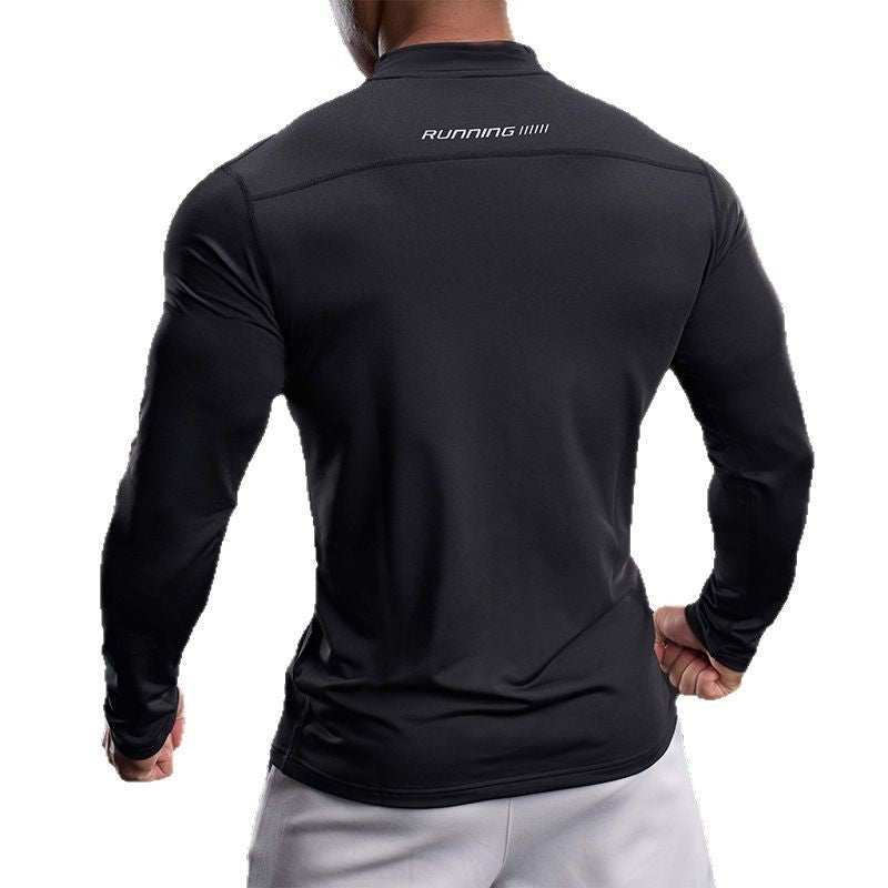 Herren Funktionsshirt Langarm Sportlich Stehkragen