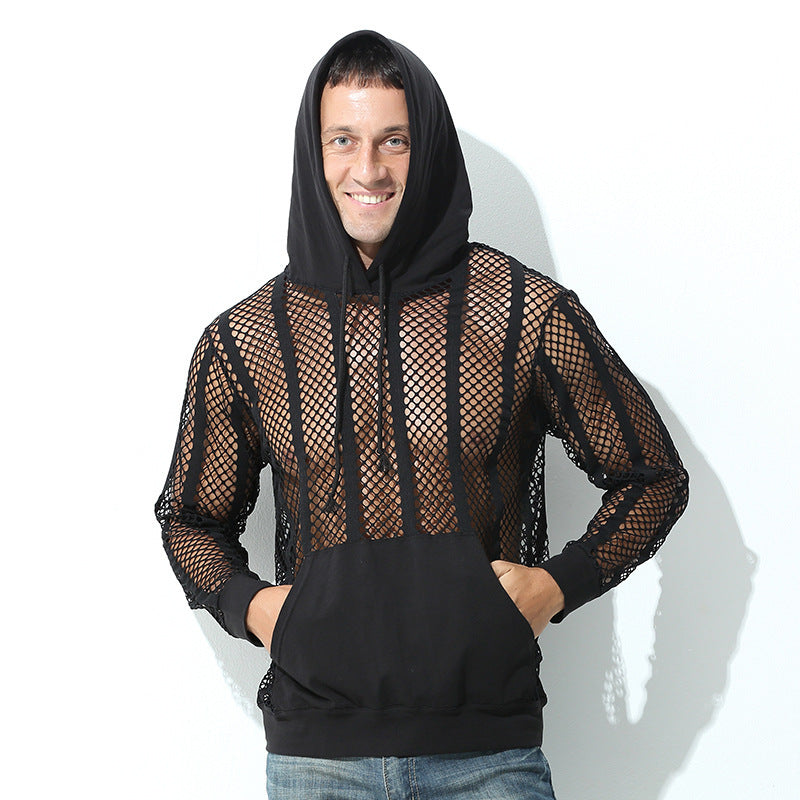 Herren Mesh-Hoodie Atmungsaktiv Kapuze Sportlich - BerlinGlamour