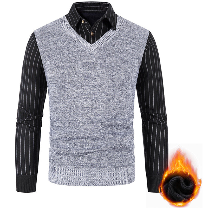 Herren Pullover V-Ausschnitt Modisch Streifen