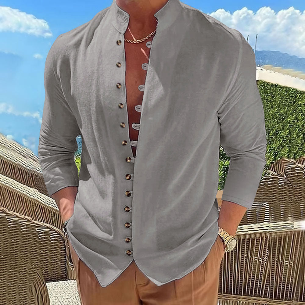 Herren Langarmhemd Modern Mandarin Kragen Elegant