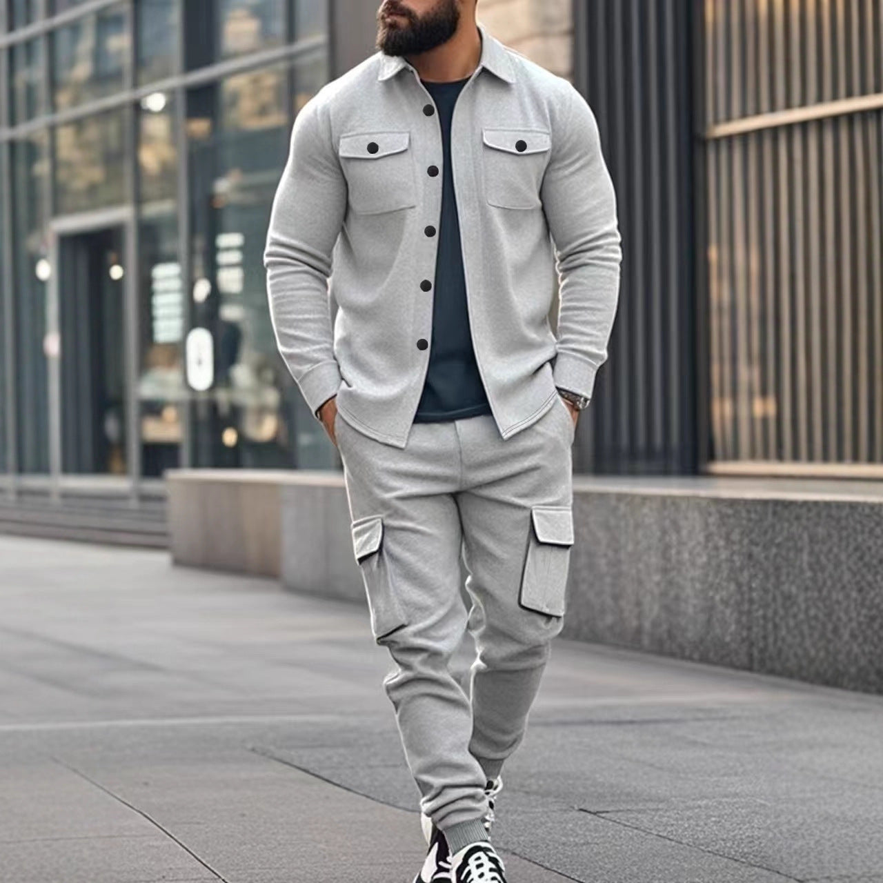 Herren Cargo-Hose Pflegeleicht Modern Mit Knöpfen