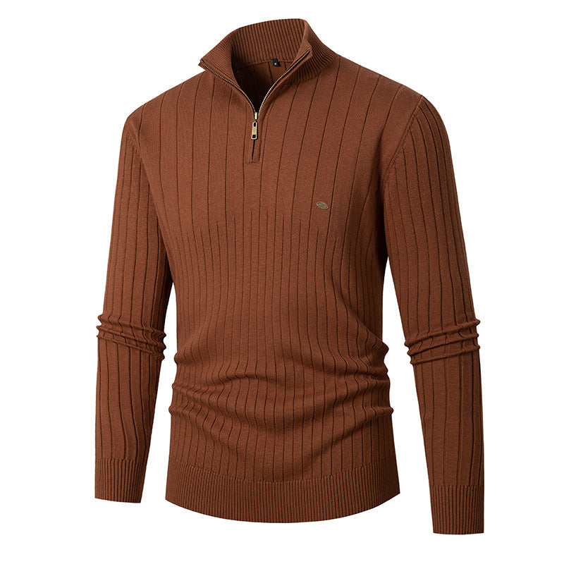 Herren Pullover mit Reißverschluss und feinem Rippdesign BerlinGlamour