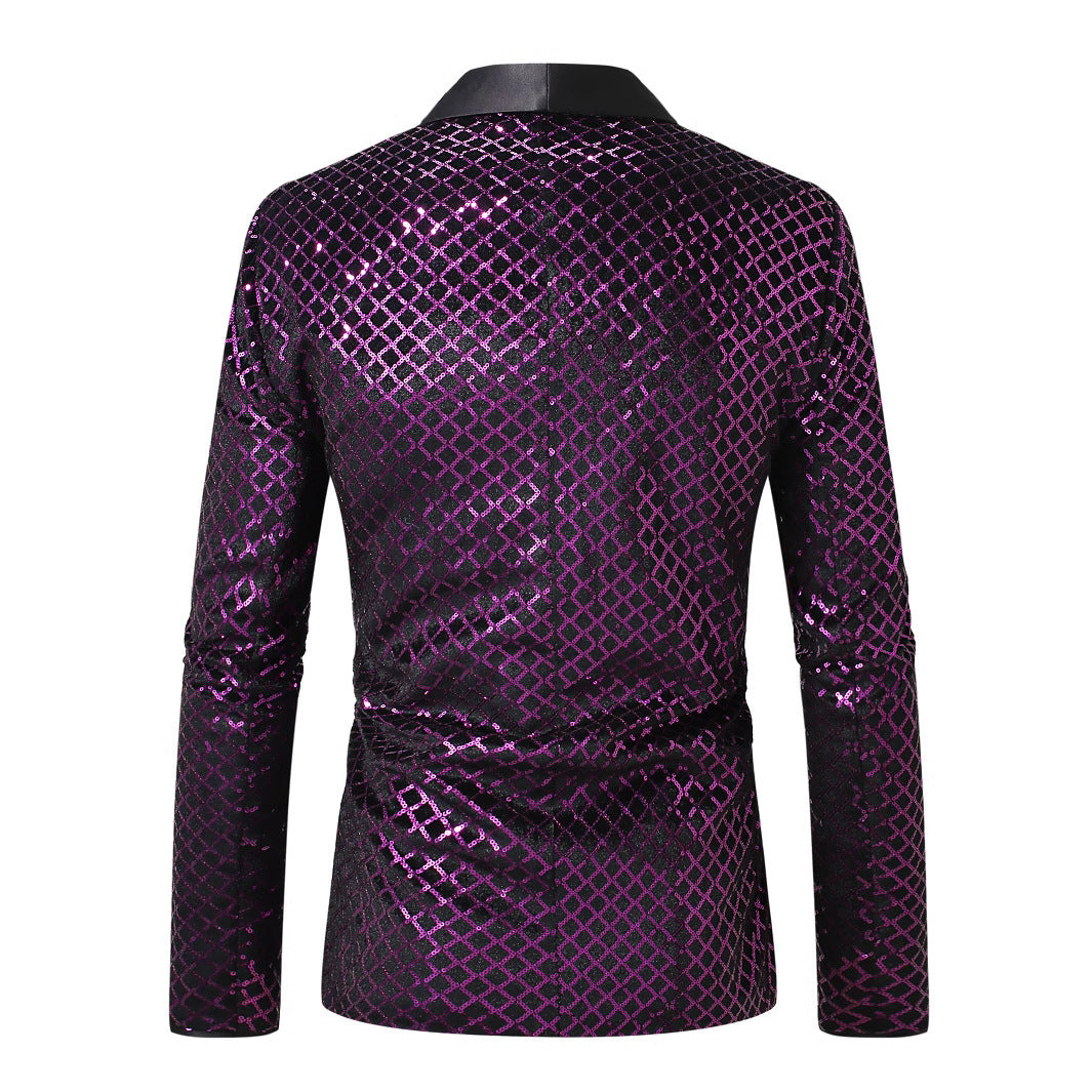 Herren Blazer Glitzer Pailletten Modern Glamour Style