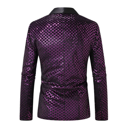 Herren Blazer Glitzer Pailletten Modern Glamour Style