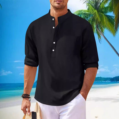 Herren Leinenbluse Lässig Sommer Modern