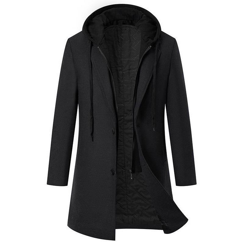 Herren Mantel Übergangsjacke Kapuzenfutter Abnehmbar Modern