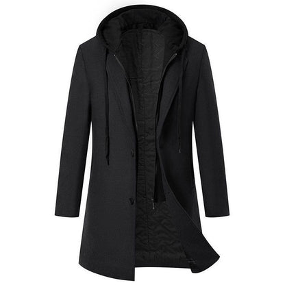 Herren Mantel Übergangsjacke Kapuzenfutter Abnehmbar Modern