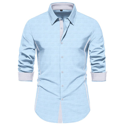 Herren Langarmhemd Modern mit Strukturdesign Elegant - BerlinGlamour