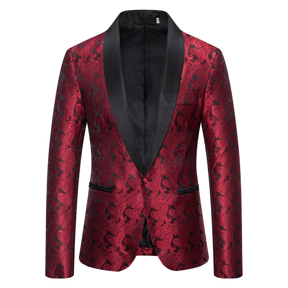 Herren Smoking Blazer Elegant mit Paisley Muster Schwarz