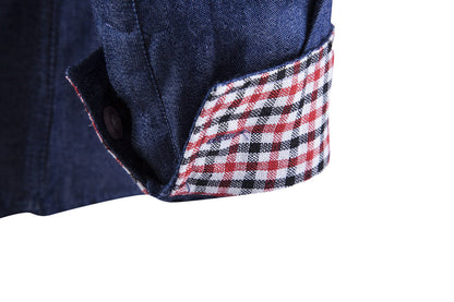 Herren Denim-Shirt Modern mit Kragen und Brusttasche
