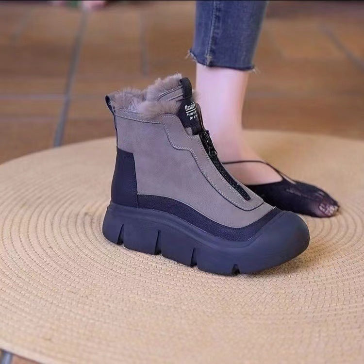 Damen Winterstiefel gefüttert Warm Antirutschsohle Schwarz