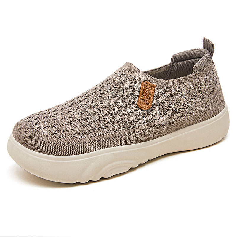 Damen Sneaker Slip-On Elastisch Bequem Weißen
