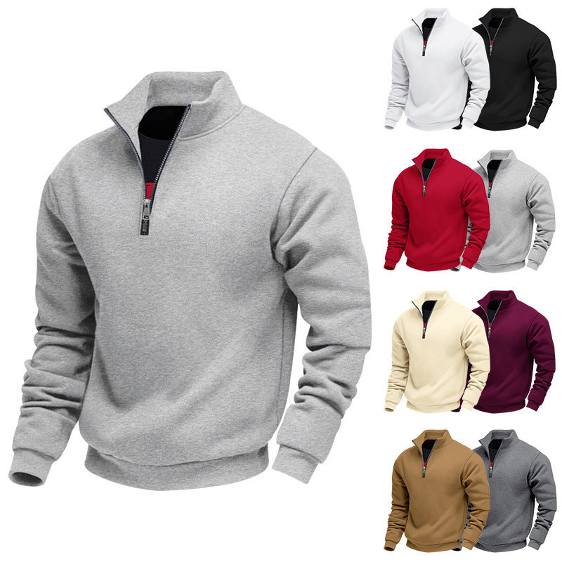 Herren Pullover Stehkragen Halb-Reißverschluss Modern