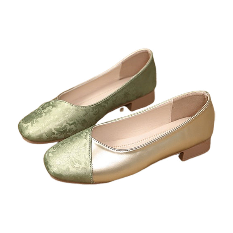 Damen Ballerinas Elegant Metallic Floral Design