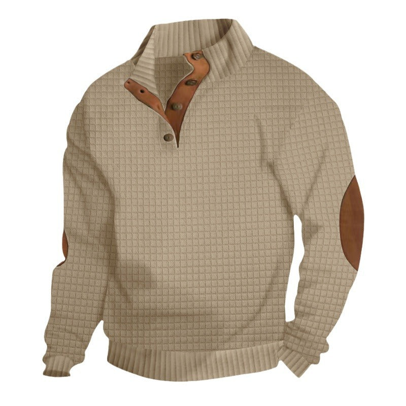 Herren Strickpullover Modern mit Kontrastknöpfen und Struktur