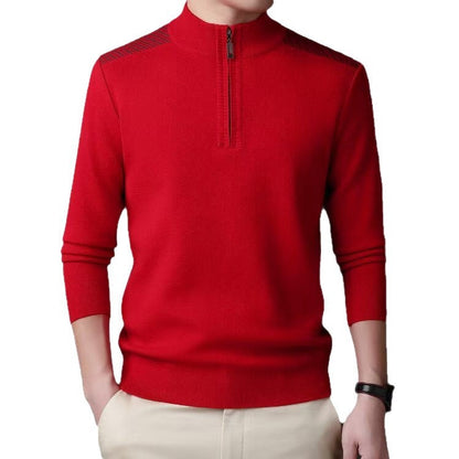 Herren Rollkragenpullover Funktional mit Halbzipper und Struktur