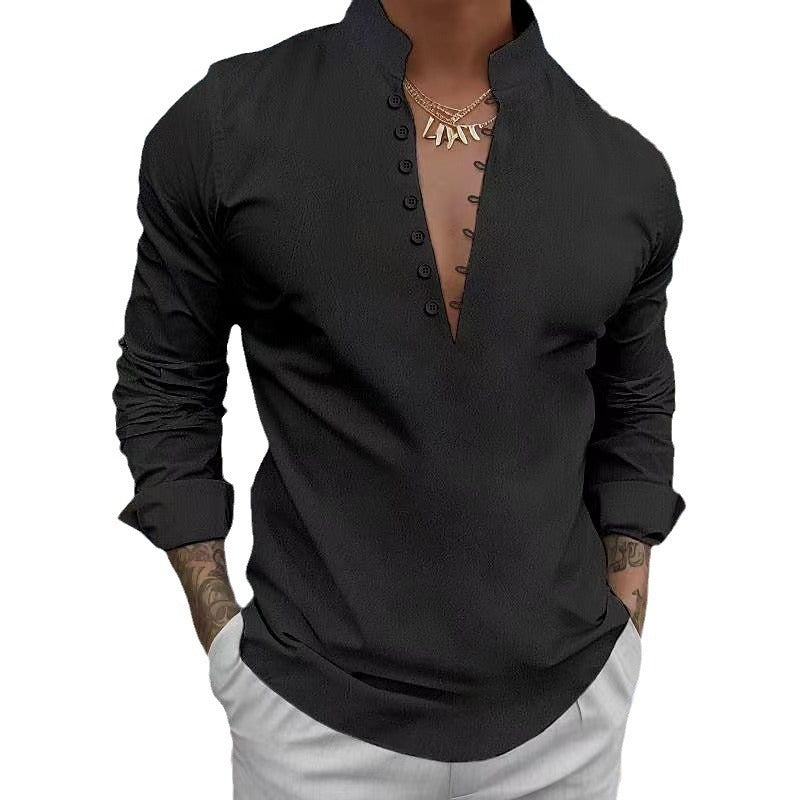 Herren Langarmhemd Elegant Modern mit Knöpfen Berlin Style