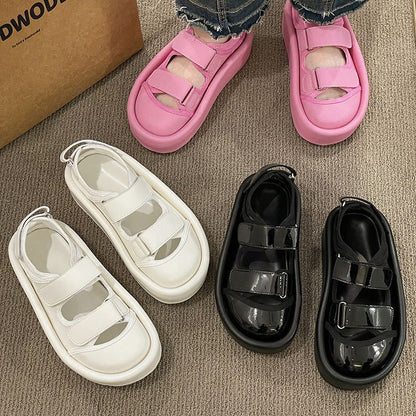 Damen Plateau Sandalen Bequem Klettverschluss Rutschfest