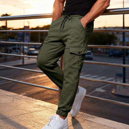 Herren Cargo Jogginghose Elastisch Bequem Sportlich
