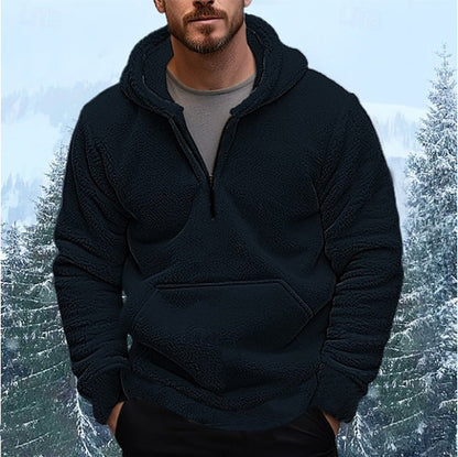 Herren Fleece Pullover Warm mit Kängurutasche Sportlich